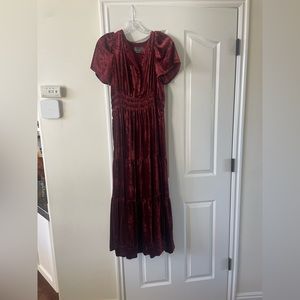Gently used small Anthropologie Somerset Dress in mauve velvet